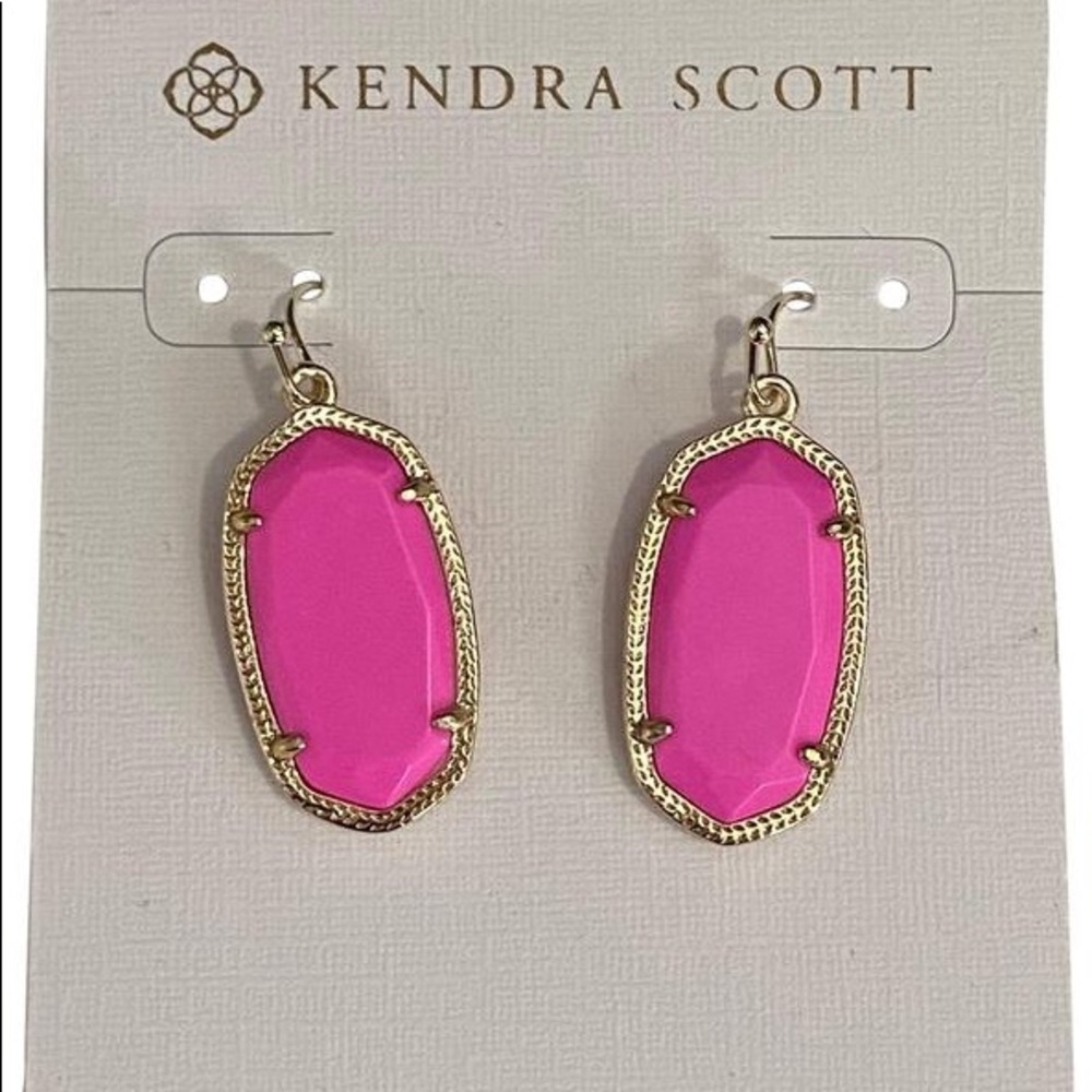Kendra Scott Lee Drop Earrings Neon Pink Gold
